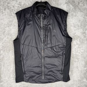 KJUS Vest Mens XL Black Systems T-Factor Full Zip Golf Ski Outdoor Stretch Logo